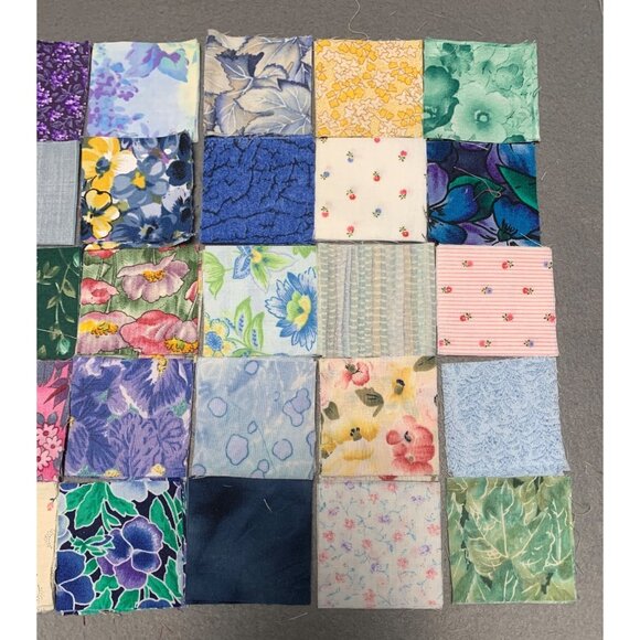 Hand-Cut Fabric Quilt Squares 2" x 2" Assorted Floral Cotton Patterns 100 Pieces - Picture 3 of 3